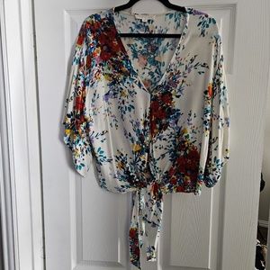 Lovestitch Floral Front Tie Blouse